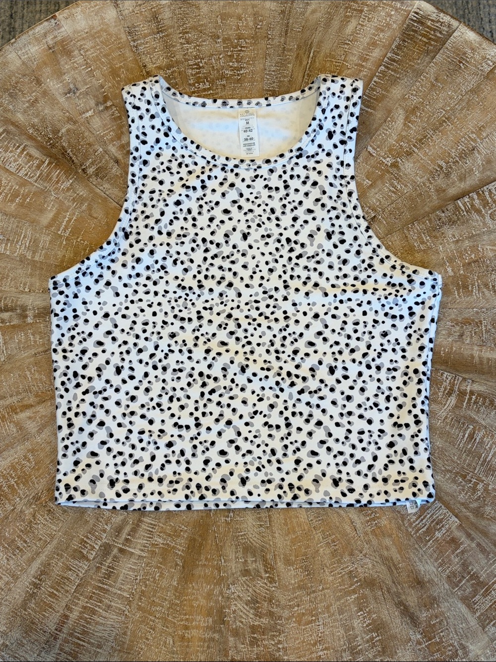 Balance Collection White Tank Top with Black Speckle Print